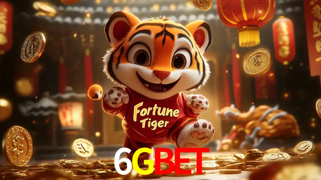O alegre personagem do Fortune Tiger correndo sobre um caminho de moedas de ouro, simbolizando os grandes prêmios e a diversão do popular jogo de slot do 6GBET.